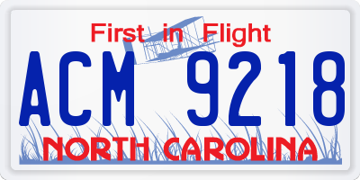 NC license plate ACM9218