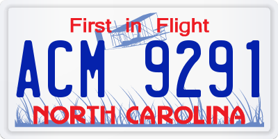 NC license plate ACM9291
