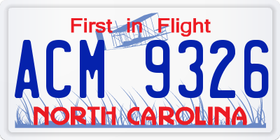 NC license plate ACM9326