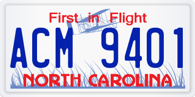 NC license plate ACM9401