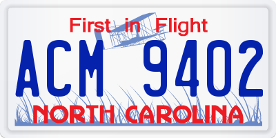 NC license plate ACM9402