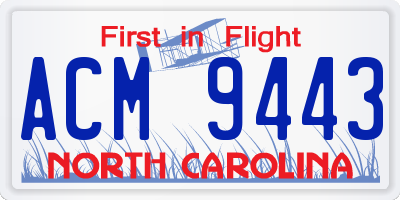 NC license plate ACM9443