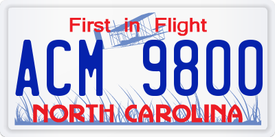 NC license plate ACM9800