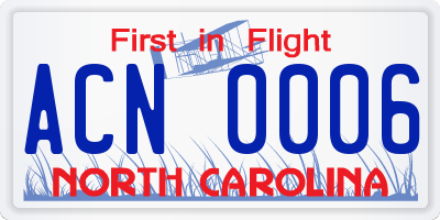 NC license plate ACN0006