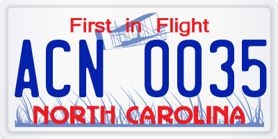 NC license plate ACN0035