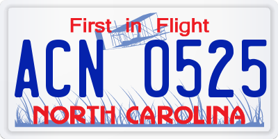 NC license plate ACN0525