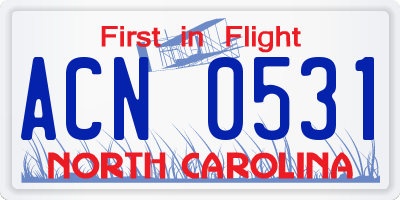 NC license plate ACN0531
