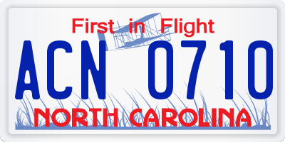 NC license plate ACN0710