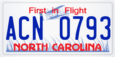 NC license plate ACN0793