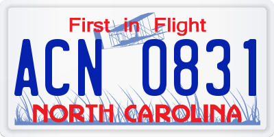 NC license plate ACN0831