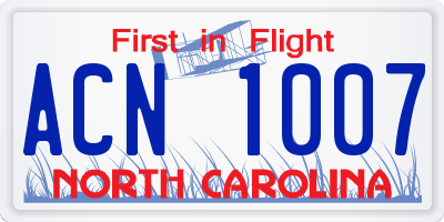 NC license plate ACN1007