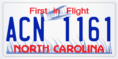NC license plate ACN1161