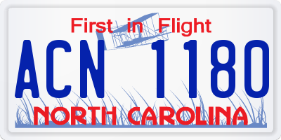 NC license plate ACN1180