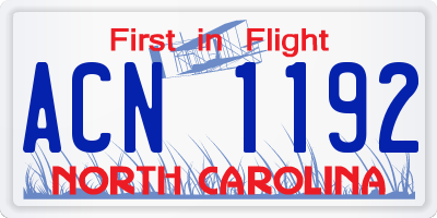 NC license plate ACN1192