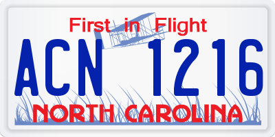 NC license plate ACN1216