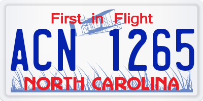 NC license plate ACN1265