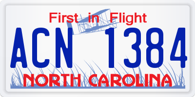 NC license plate ACN1384
