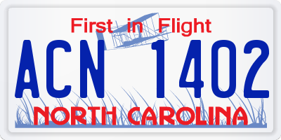 NC license plate ACN1402