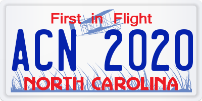 NC license plate ACN2020