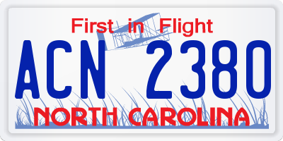 NC license plate ACN2380
