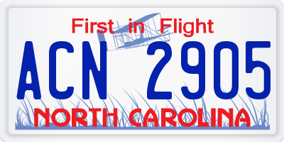 NC license plate ACN2905