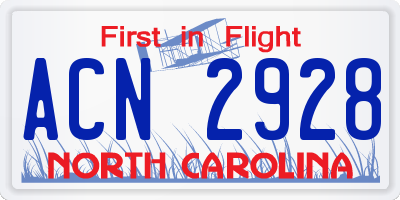 NC license plate ACN2928