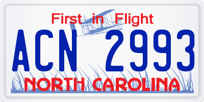 NC license plate ACN2993