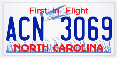 NC license plate ACN3069