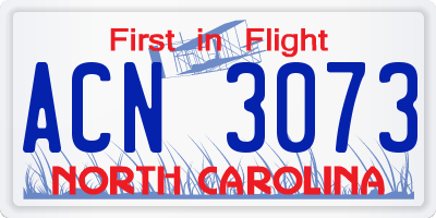 NC license plate ACN3073