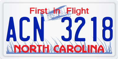 NC license plate ACN3218