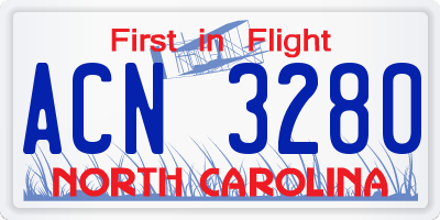 NC license plate ACN3280
