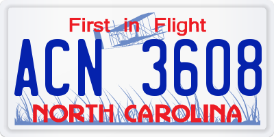 NC license plate ACN3608