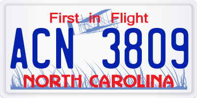 NC license plate ACN3809