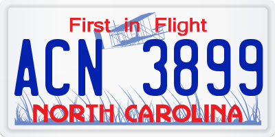 NC license plate ACN3899
