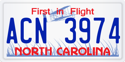 NC license plate ACN3974