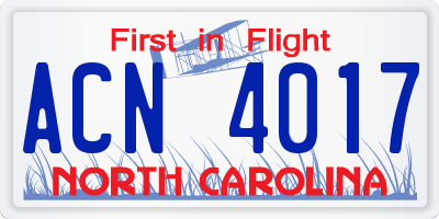 NC license plate ACN4017