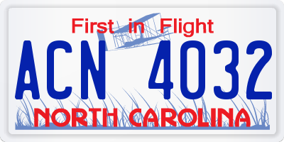 NC license plate ACN4032