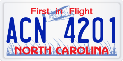 NC license plate ACN4201