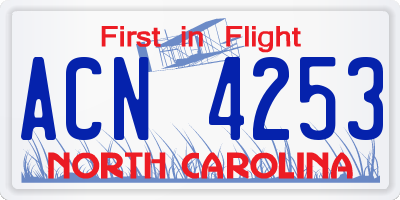 NC license plate ACN4253
