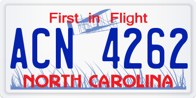 NC license plate ACN4262