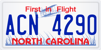 NC license plate ACN4290