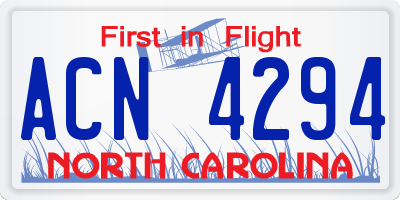 NC license plate ACN4294