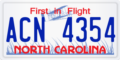 NC license plate ACN4354