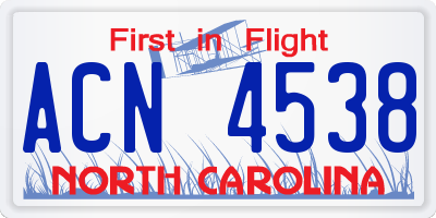 NC license plate ACN4538