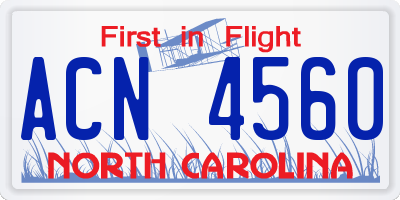 NC license plate ACN4560