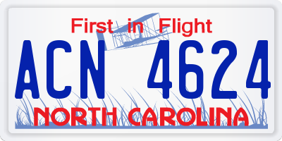 NC license plate ACN4624