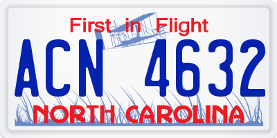 NC license plate ACN4632