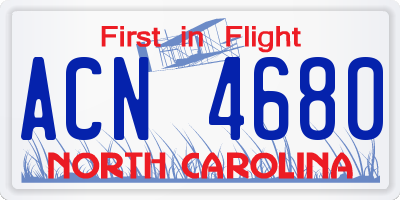 NC license plate ACN4680