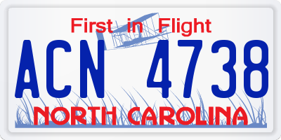 NC license plate ACN4738