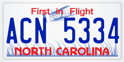 NC license plate ACN5334
